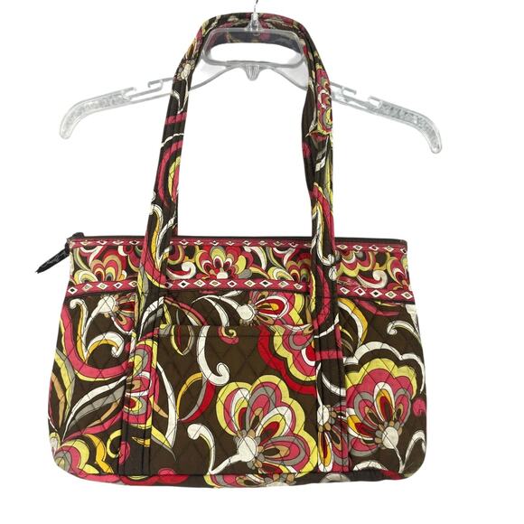 Vera Bradley Handbag Beaded Shoulder Bag Purse Boho Colorful Festive Brown Pink - Picture 15 of 15